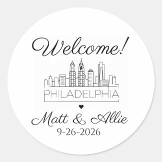 Sticker Rond Sac de mariage Cadeau de bienvenue Philadelphie