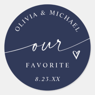 Sticker Rond Sac de mariage Navy Our Favorite Handwriting pour 