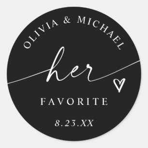 Sticker Rond Sac de mariage noir et blanc Her Favorite Treat