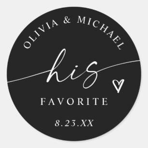 Sticker Rond Sac de mariage noir moderne son favori