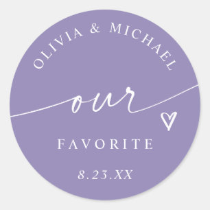 Sticker Rond Sac de mariage Our Favorite aux lavandes