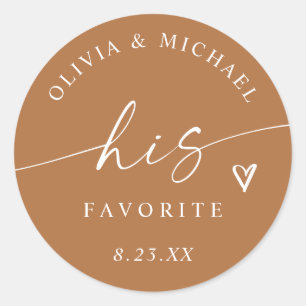 Sticker Rond Sac de traitement de mariage moderne en terre cuit