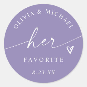 Sticker Rond Sac de traitement de mariage violet lavande préfér