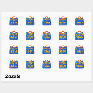 Sticker Rond Sac fourre-tout d'idées en couleurs primaires