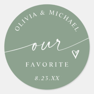 Sticker Rond Sac Vert Sauge Moderne Notre Sachet de Traitements