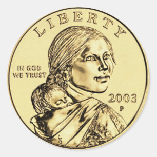 Sticker Rond Sacajawea et Papoose Dollar Coin