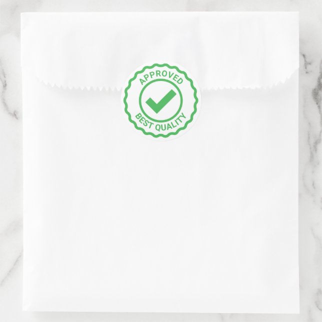 Sticker Rond Sachets d'approbation verts avec coche de coche de (Sac)