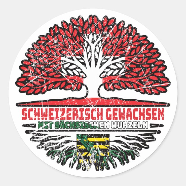 Sticker Rond Sachsen Sächsisch Schweizer Schweiz Baum Wurzel (Devant)
