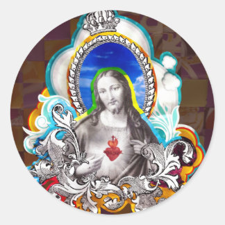 Sticker Rond Sacré Coeur de Jésus (Sacred Heart)
