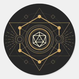 Sticker Rond Sacred D20 dés du sorcier Tabletop RPG