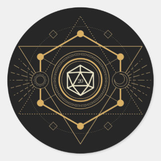 Sticker Rond Sacred D20 dés du sorcier Tabletop RPG