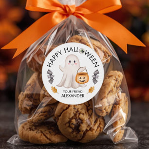 Sticker Rond Sacs de friandises Ghost Joy Halloween pour les fa