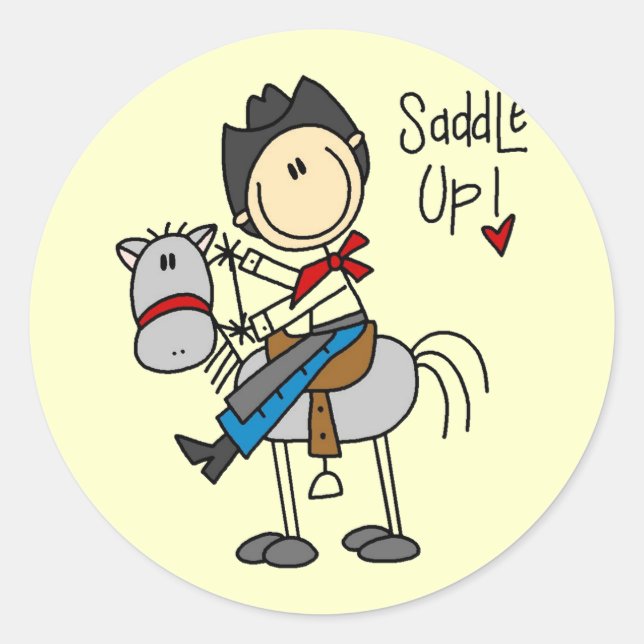 Sticker Rond Saddle Up Cowboy Tshirts et cadeaux (Devant)