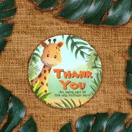 Sticker Rond Safari Anniversaire - Giraffe