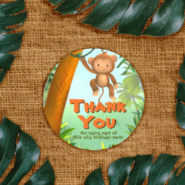 Sticker Rond Safari Anniversaire - Singe