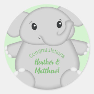 Sticker Rond Safari Baby shower éléphant