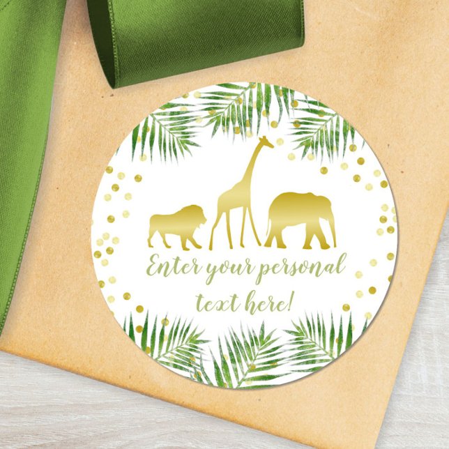 Sticker Rond Safari Baby shower Gold (Créateur téléchargé)