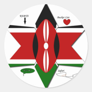 Sticker Rond Safari Drapeau Kenyan Conception : Liste de seaux