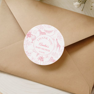 Sticker Rond Safari Élégant pour une Baby Shower Animaux de la 