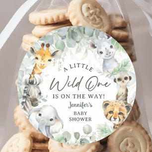 Sticker Rond Safari Jungle Animaux Baby Shower