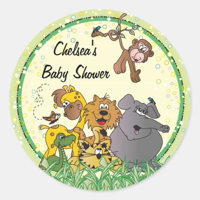 Sticker Rond Safari Jungle Baby Animaux (Devant)
