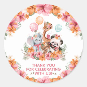 Sticker Rond Safari Jungle pour Filles