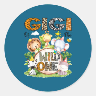 Sticker Rond Safari pour le 1er anniversaire de Gigi Wild
