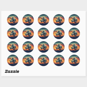 Sticker Rond Safari Sunset Rhino