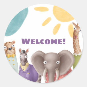 Sticker Rond Safari Welcome Cupcake Topper