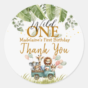 Sticker Rond Safari Wild One 1er anniversaire