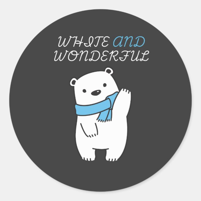 STICKER ROND SAFE THE POLAR BEARS\CUTE AND WHITE POLAR BEAR (Devant)