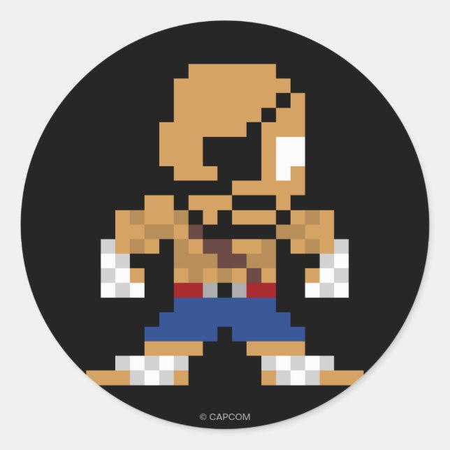 Sticker Rond Sagat 8 bits (Devant)