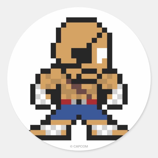 Sticker Rond Sagat 8 bits (Devant)
