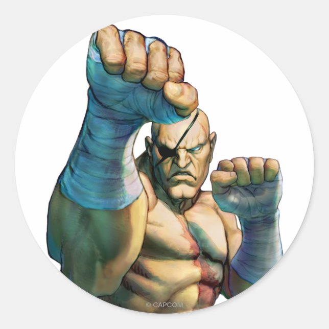 Sticker Rond Sagat prêt à bloquer (Devant)