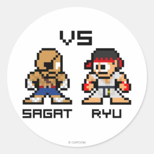 Sticker Rond Sagat VS Ryu 8 bits