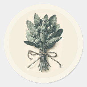 Sticker Rond Sage Bunch Vintage Botanique Apothicaire Plante