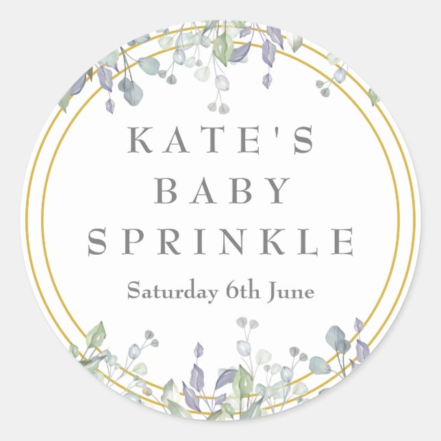 Sticker Rond Sage et Lilac Pasture Bébé Parsemer (Devant)