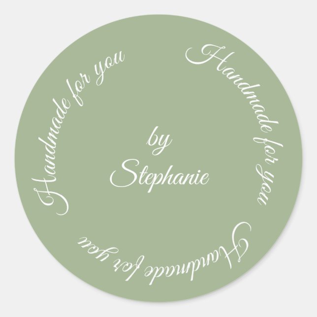 Sticker Rond Sage fait à la main pour vous  (Devant)