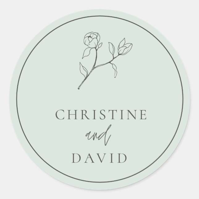 Sticker Rond Sage floral Mariage simple de Bohême (Devant)