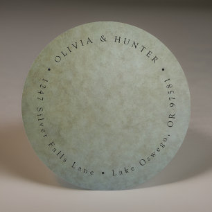 Sticker Rond Sage Gold Mariage Couple Noms Adresse de retour