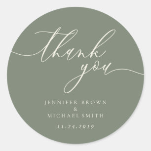 Sticker Rond Sage Green Beige concept Détails Texte de signatur