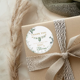 Sticker Rond Sage Green Butterfly Thank You Baby in Bloom