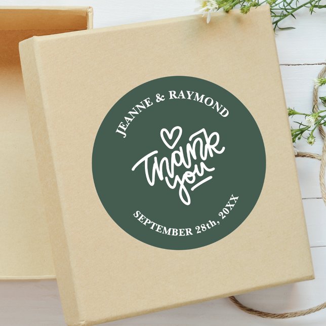 Sticker Rond Sage Green Custom Merci Mariage Favoriser (Créateur téléchargé)