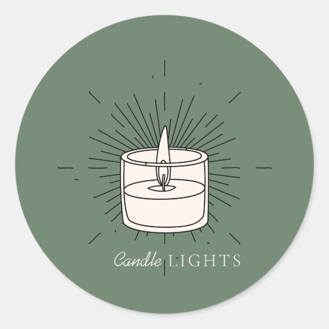 Sticker Rond Sage green Elegant Light Handmade Candle (Devant)
