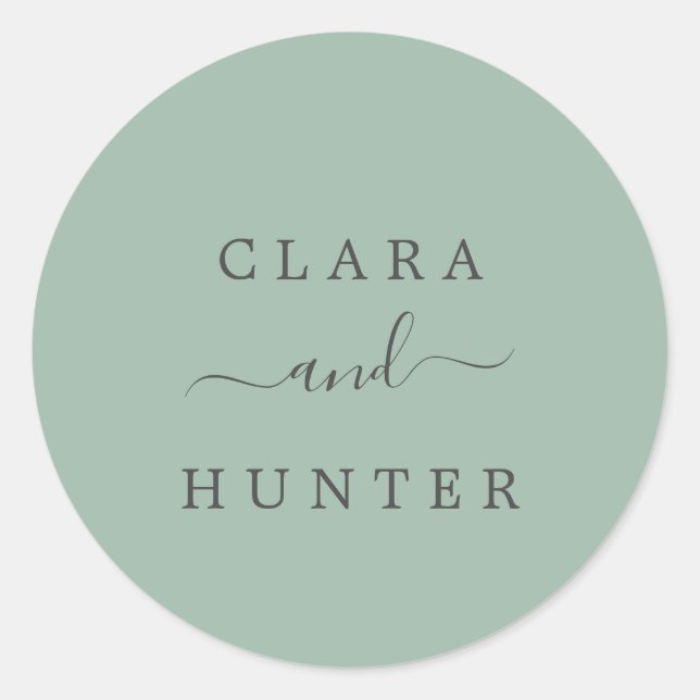Sticker Rond Sage Green et Mariage de charbon de bois (Devant)
