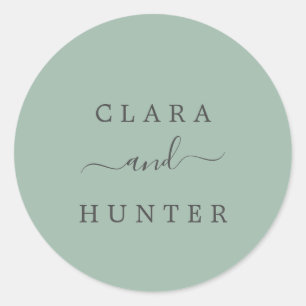 Sticker Rond Sage Green et Mariage de charbon de bois