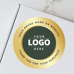 Sticker Rond Sage Green Luxe Or Logo D'affaires Merci