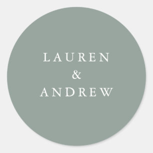 Sticker Rond Sage Green Mariage moderne Enveloppe sceaux