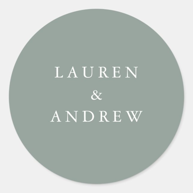 Sticker Rond Sage Green Mariage moderne Enveloppe sceaux (Devant)