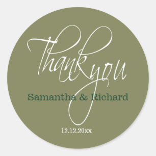Sticker Rond Sage Green Merci Mariage Favoriser